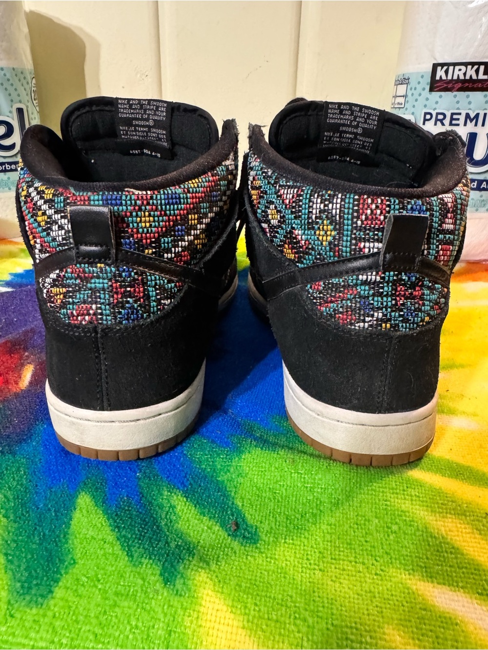 Kids High-Top Sneakers in Black with Multicolor Pattern